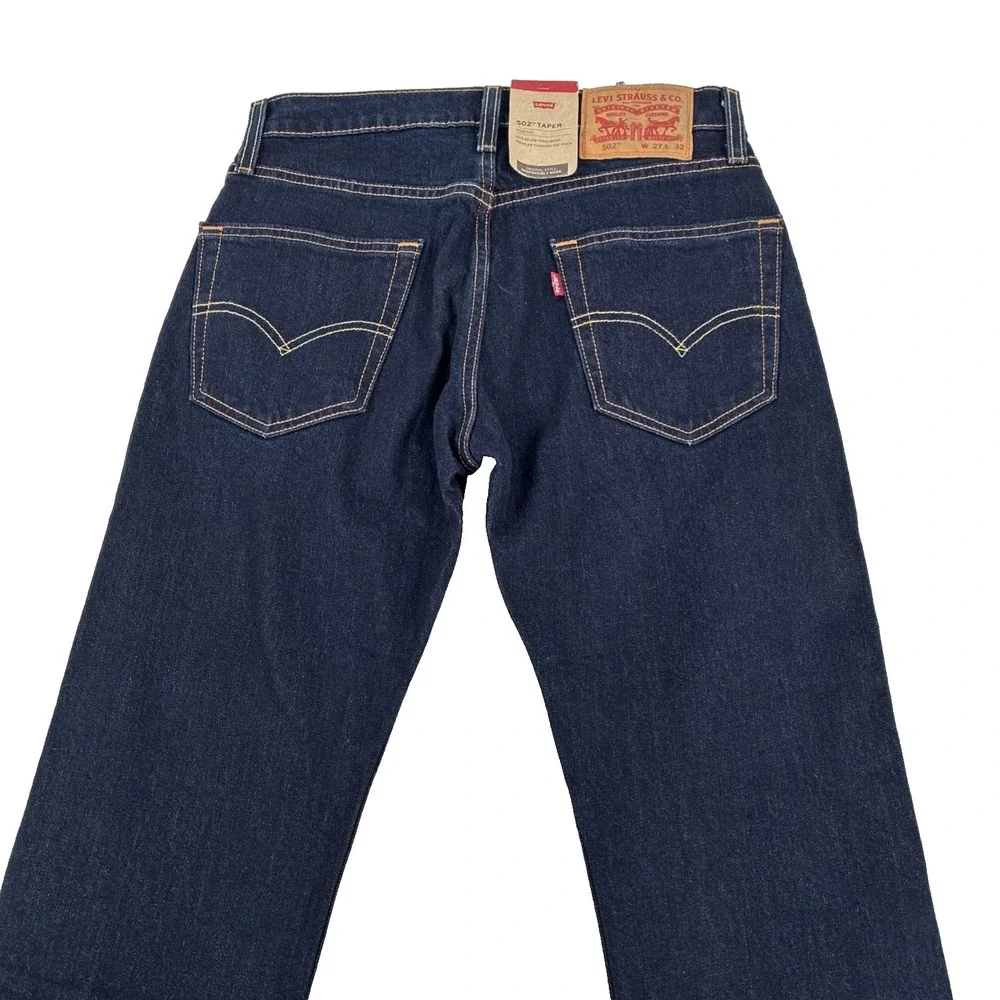 New Mens Levi's 502 Taper Dark Wash Jeans‎ Size 27x32 NWT Irregular